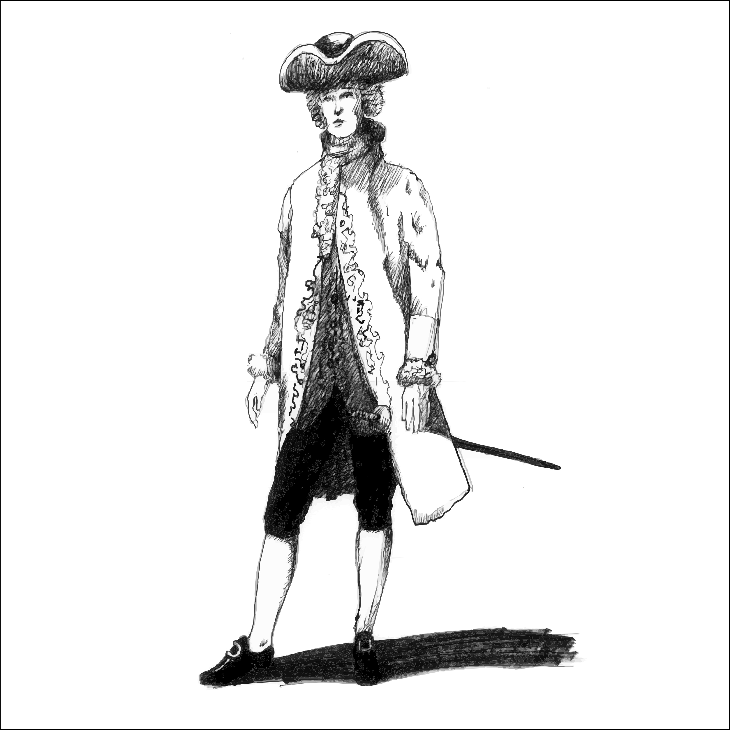 Grafika przedstawia wyobrażenie o Lazarusie III Henckel von Donnersmarck. Ubrany charakterystycznie dla epoki.